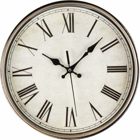 Reloj de pared de cuarzo silencioso moderno de 30 cm que funciona con pilas con números romanos, relojes de pared vintage, para dormitorio, hogar, cocina, habitación, oficina, escuela