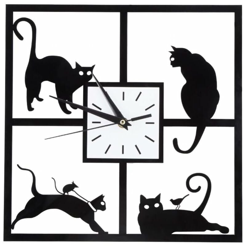 

Reloj de pared de gato negro estilo simple lindo reloj de pared de gatito animal creativo para oficina en casa café hotel restaurante decoración