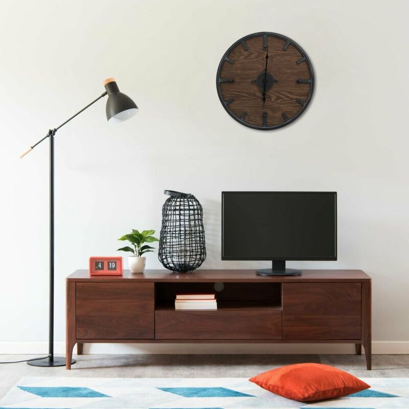 

Happyshopping - Reloj de pared de hierro y MDF marron y negro 45 cm