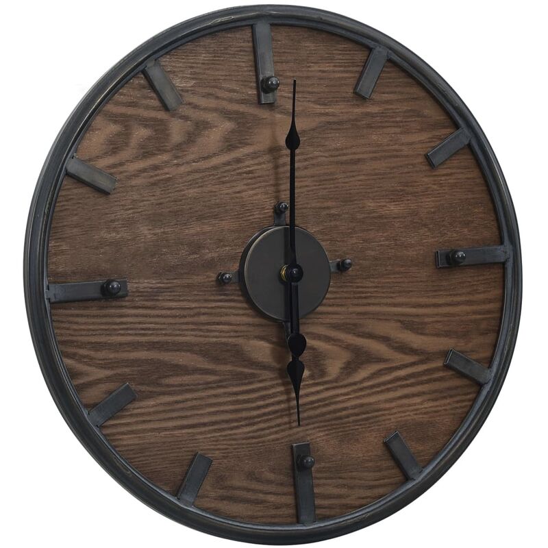 

vidaXL Reloj de pared de hierro y MDF marrón y negro 45 cm - Marrón