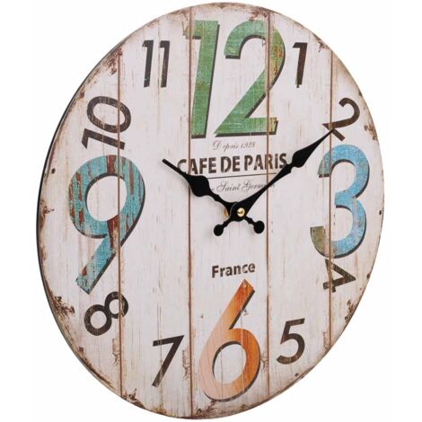 Reloj de pared de madera blanco 34x34x2cm
