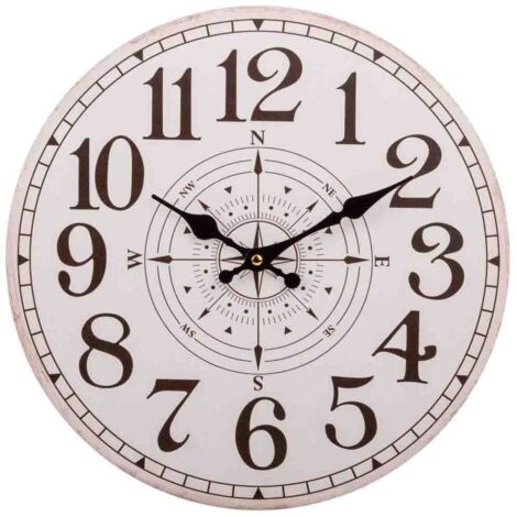 Reloj de pared de madera blanco d34x2