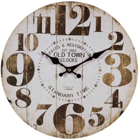 Reloj de pared de madera blanco d34x2