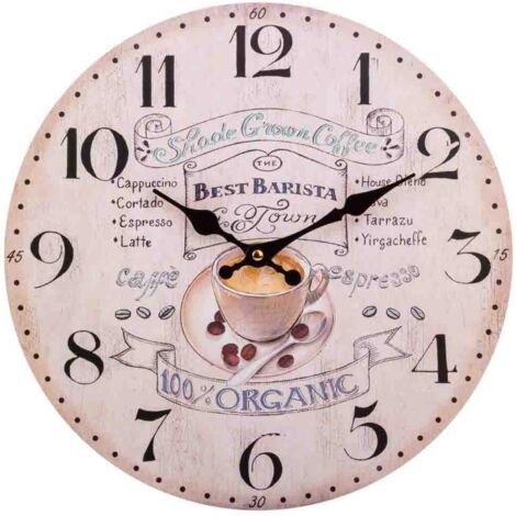 Reloj de pared de madera blanco d34x2