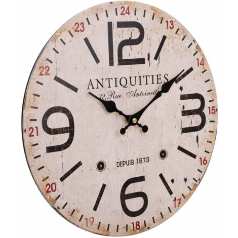 Reloj de pared de madera blanco d34x2