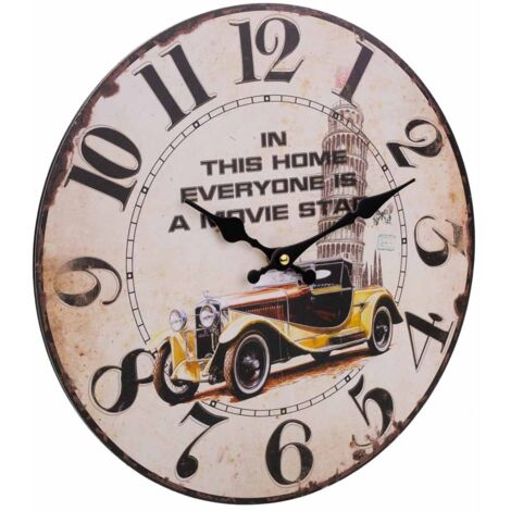 Reloj de pared de madera blanco d34x2