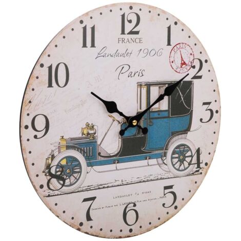 Reloj de pared de madera blanco d34x2