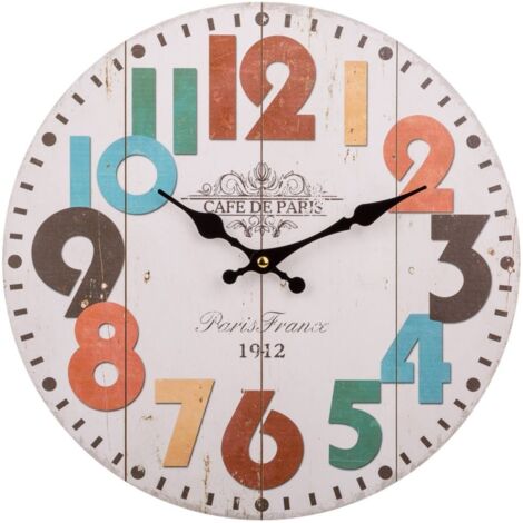 Reloj de pared de madera blanco d34x2