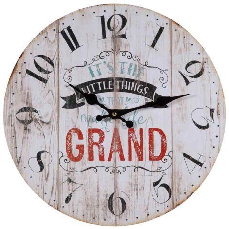 Reloj de pared de madera blanco d34x2