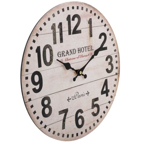 Reloj de pared de madera blanco D34x2h cm