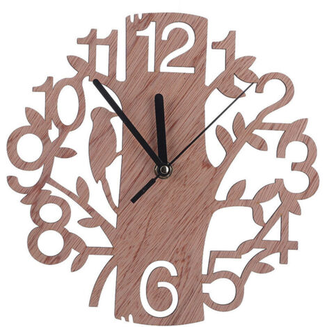 reloj de pared de madera con diseño de pájaro, reloj decorativo de pared natural, reloj colgante creativo.
