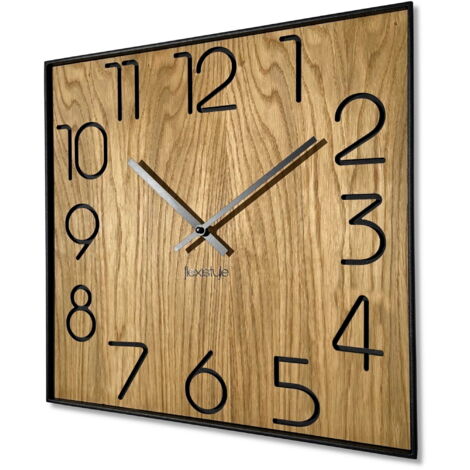 Reloj de pared de madera cuadrado de 40 cm