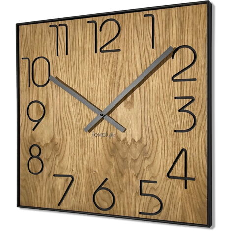Reloj de pared de madera cuadrado de 50 cm