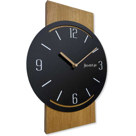 Reloj de pared de madera geométrico de 40 cm negro