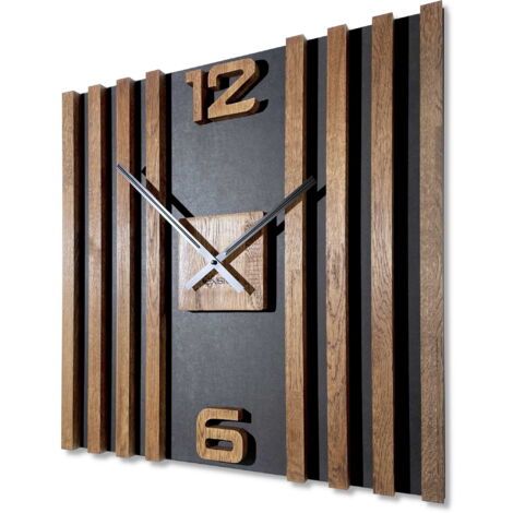 Reloj de pared de madera LAMELE SQ 60cm marrón