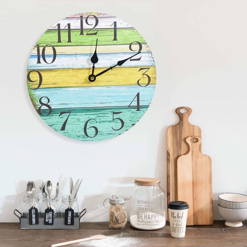 

Reloj de pared de MDF multicolor 30 cm - Multicolor