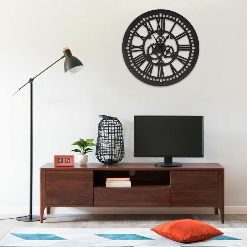 

Happyshopping - Reloj de pared de MDF negro 70 cm