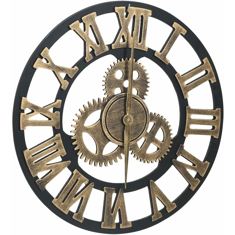 

vidaXL Reloj de pared de MDF negro y dorado 45 cm - Oro