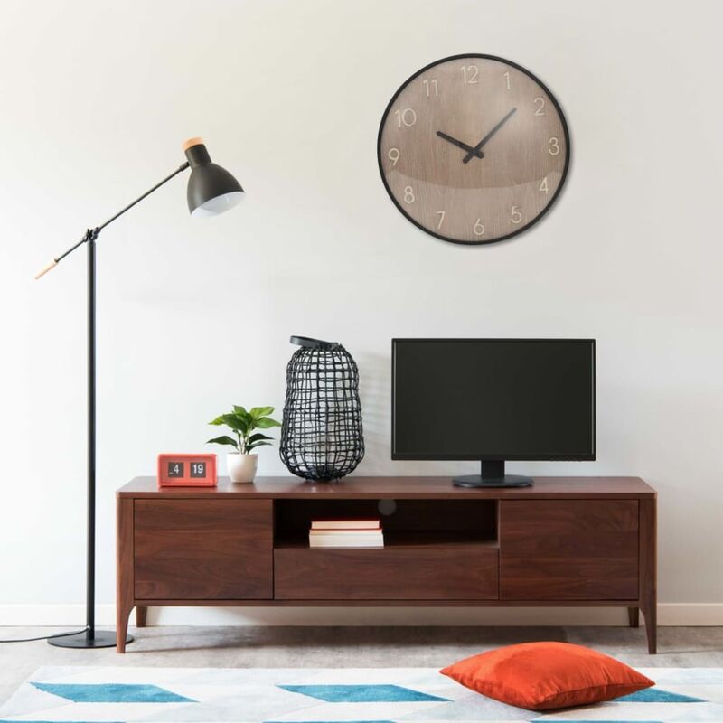 

Reloj de pared de MDF y metal marrón 42 cm