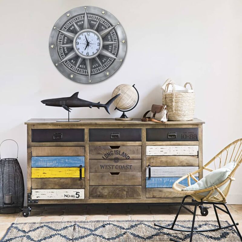 

Reloj de pared de MDF y metal platrado 79 cm