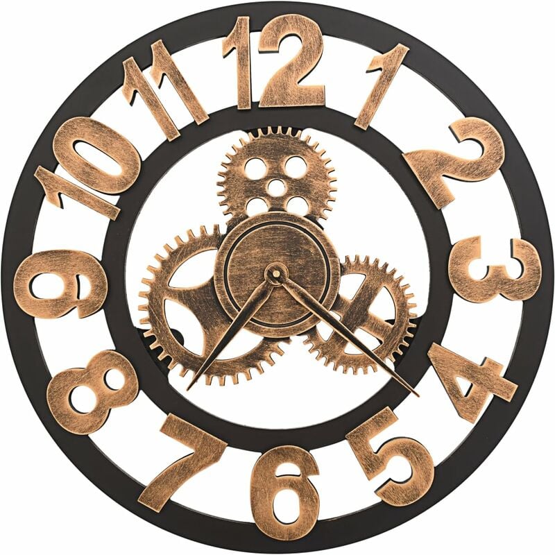 

Reloj de pared de metal dorado y negro 58 cm