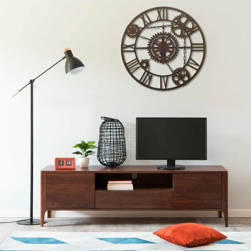 

Happyshopping - Reloj de pared de metal marron 80 cm
