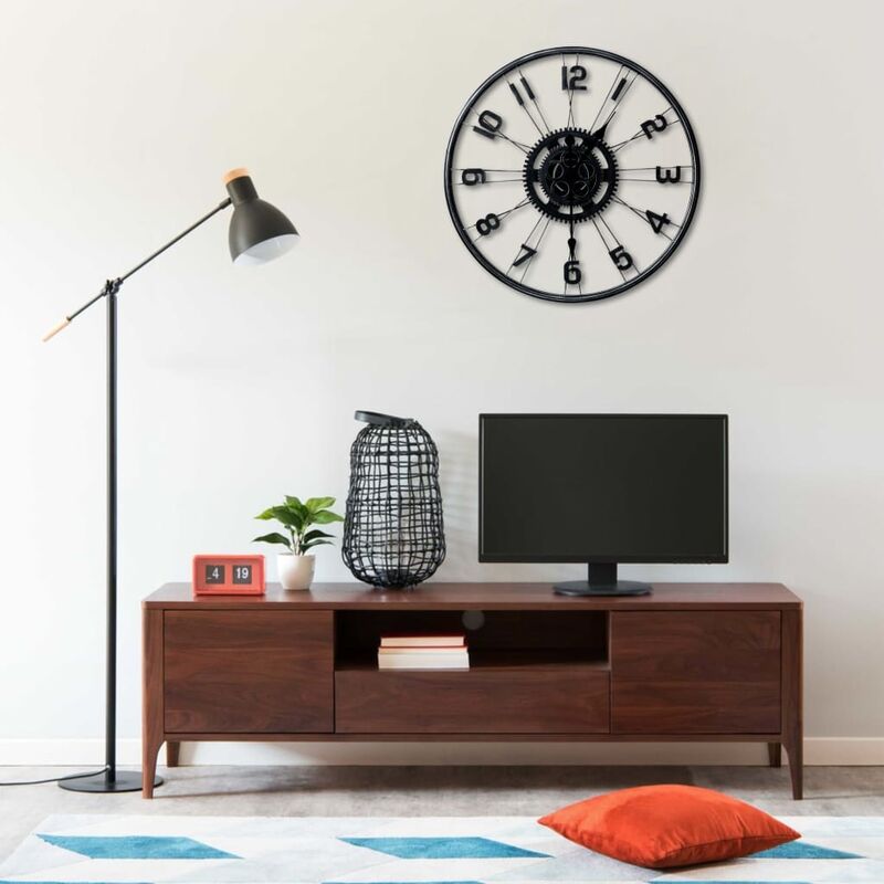 

Reloj de pared de metal negro 60 cm - Negro