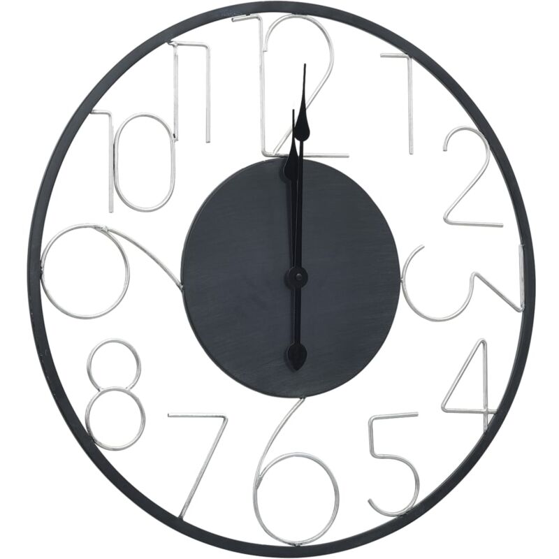 

vidaXL Reloj de pared de metal negro 60 cm - Negro