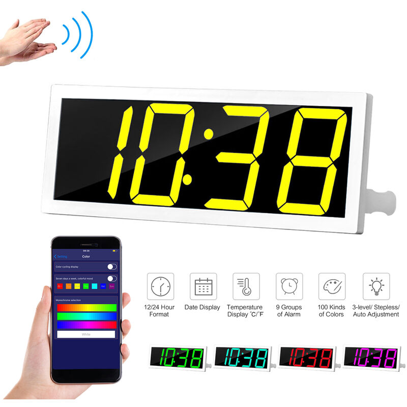 

Reloj de pared digital grande inteligente,blanco