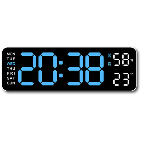 Reloj de pared digital, interfaz USB, pantalla grande, pantalla LED.
