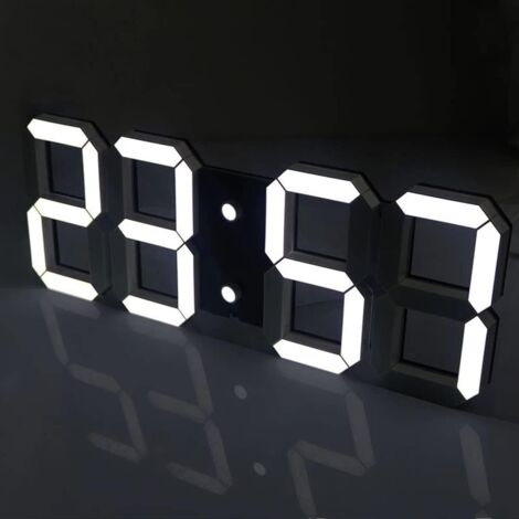 Reloj de pared digital LED 3D de 21,5 cm, despertador digital LED con 3 niveles de brillo ajustables, reloj de pared, reloj digital, despertador con alimentación USB, formato 12/24 horas