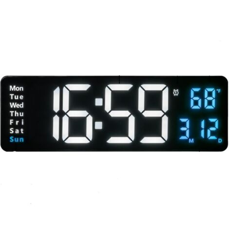 Reloj de pared digital LED de 16 pulgadas, pantalla grande con temporizador de cuenta regresiva, temperatura interior, calendario, control remoto, brillo ajustable para sala de estar y dormitorio.
