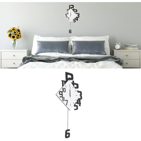 [Reloj de pared DIY] [Reloj de péndulo fabricado en MDF y ABS] [37,7 x 34 cm] [Diseño elegante y silencioso]