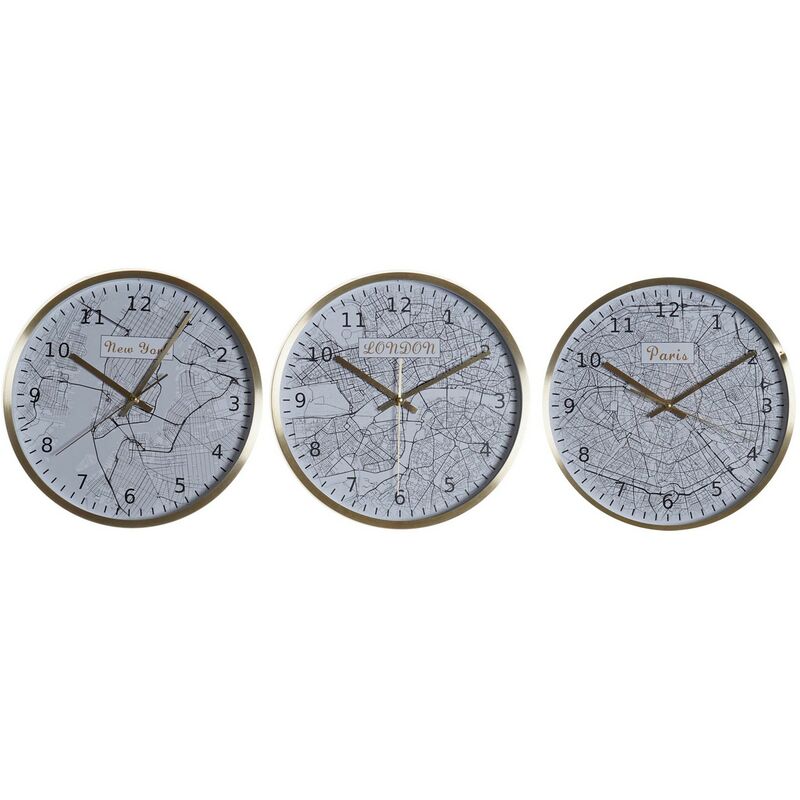 

Reloj de Pared DKD Home Decor Aluminio Cristal (3 pcs) (30 x 4.3 x 40 cm)
