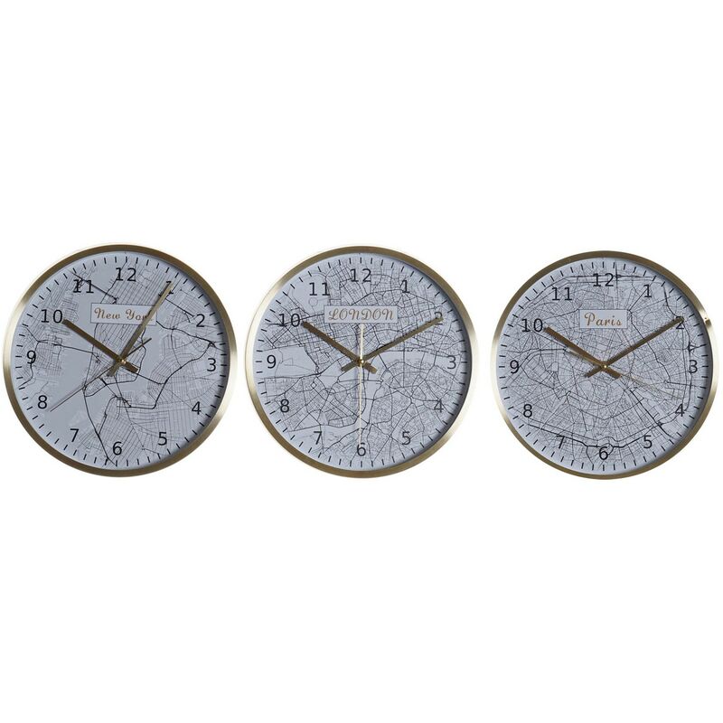 

Reloj de pared dkd home decor aluminio cristal (3 pcs) (30 x 4.3 x 40 cm) Rogal