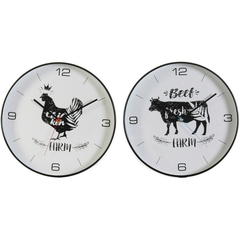 

Reloj de Pared DKD Home Decor Animales Blanco Negro PVC (2 pcs) (30 x 5 x 30 cm)