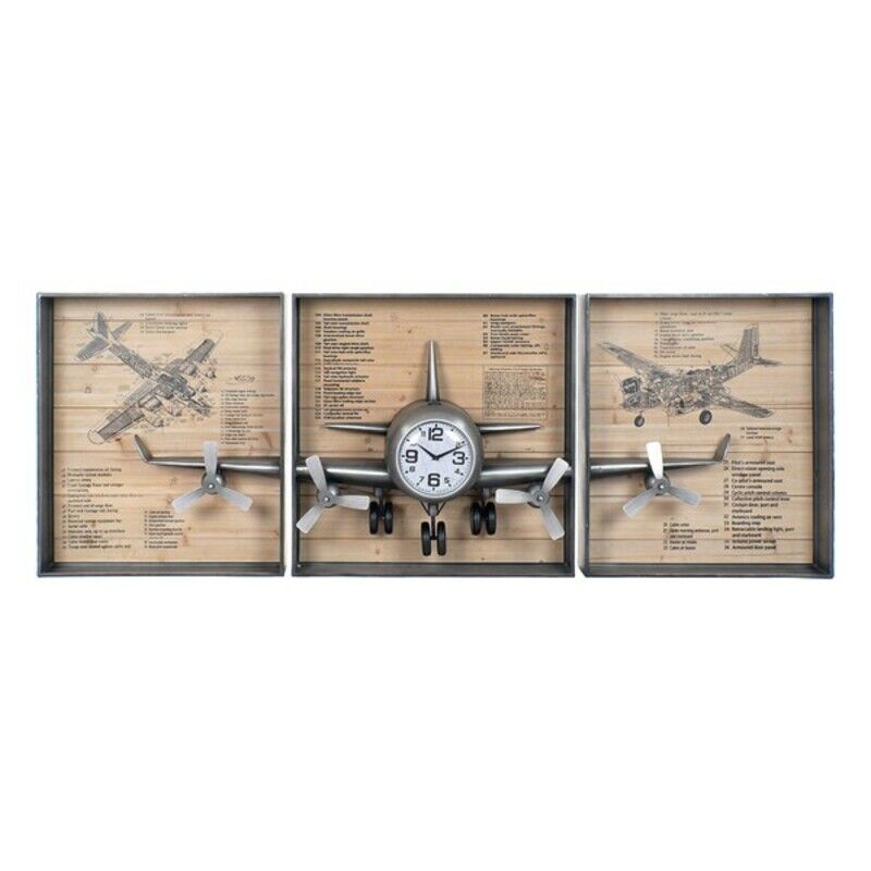 

Reloj de Pared DKD Home Decor Avión Madera MDF (3 pcs) (205 x 28 x 75 cm)