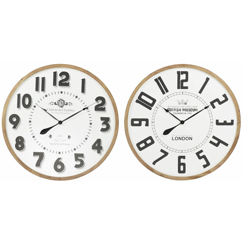 

Reloj de Pared DKD Home Decor Blanco Marrón Negro Madera MDF (2 pcs) (80 x 4.5 x 80 cm)