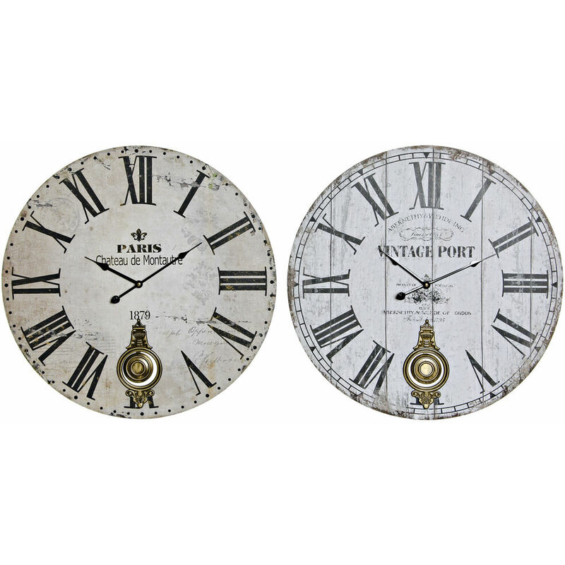 

Reloj de Pared DKD Home Decor Blanco Negro Beige Metal Madera MDF (2 pcs) (58 x 4 x 58 cm)