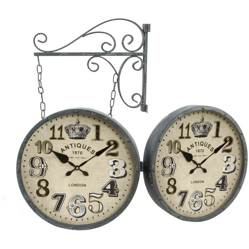 

Reloj de pared dkd home decor estación metal cristal (2 pcs) (42 x 13 x 67 cm) Rogal