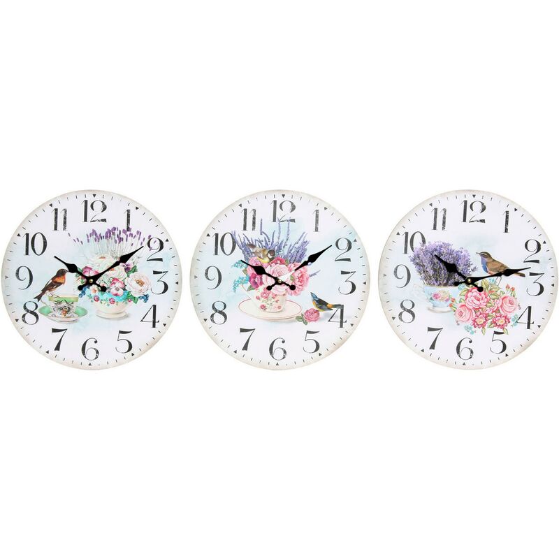 

Reloj de pared dkd home decor flores madera mdf (3 pcs) (34 x 4 x 34 cm) Rogal