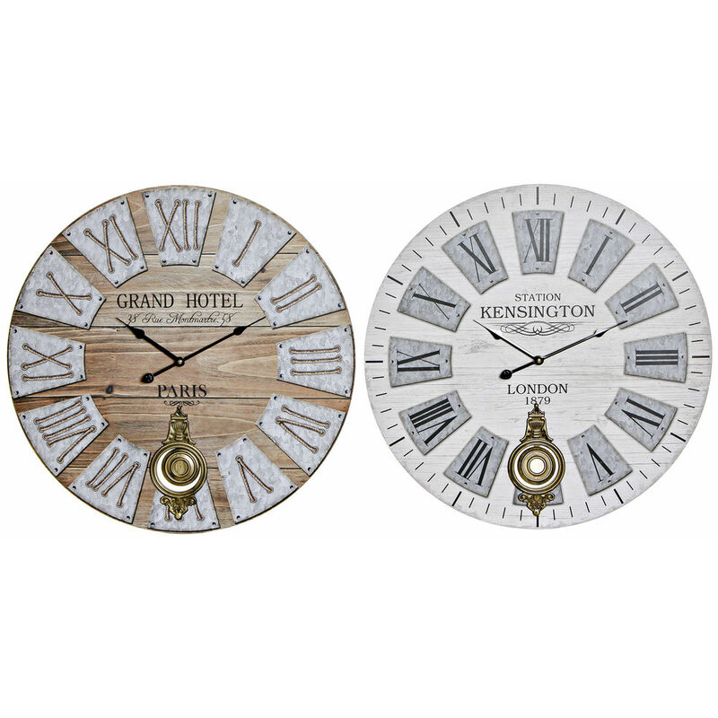 

Reloj de pared dkd home decor grand hotel metal madera mdf (2 pcs) (58 x 4 x 58 cm) Rogal