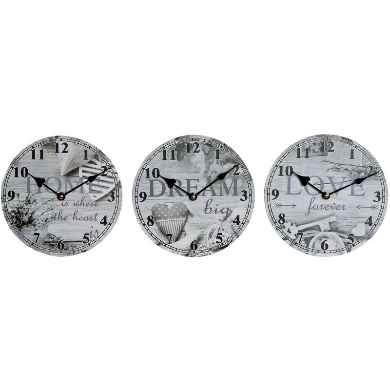 

Reloj de pared dkd home decor gris madera mdf (3 pcs) (20 x 2 x 20 cm) Rogal