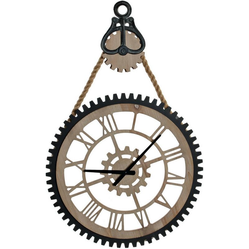 

Reloj de Pared DKD Home Decor industrial Negro Hierro Madera MDF (52 x 7.5 x 80 cm)