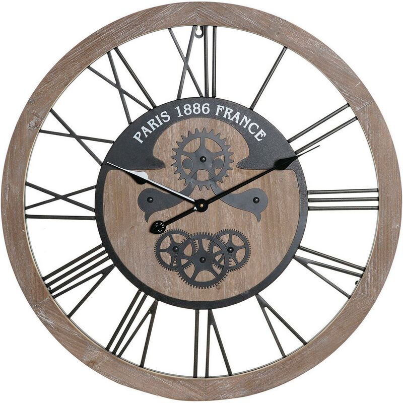 

BHD - Reloj de Pared DKD Home Decor industrial Negro Hierro Madera MDF (70 x 5 x 70 cm)
