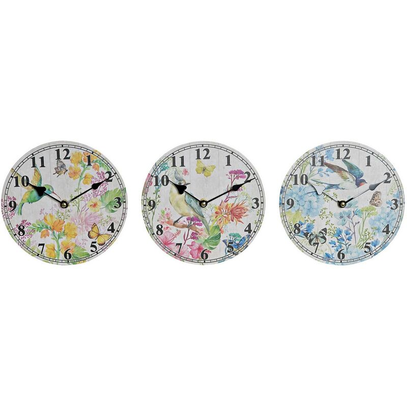 

Reloj de Pared DKD Home Decor Madera MDF Pájaro (3 pcs) (20 x 3 x 20 cm)