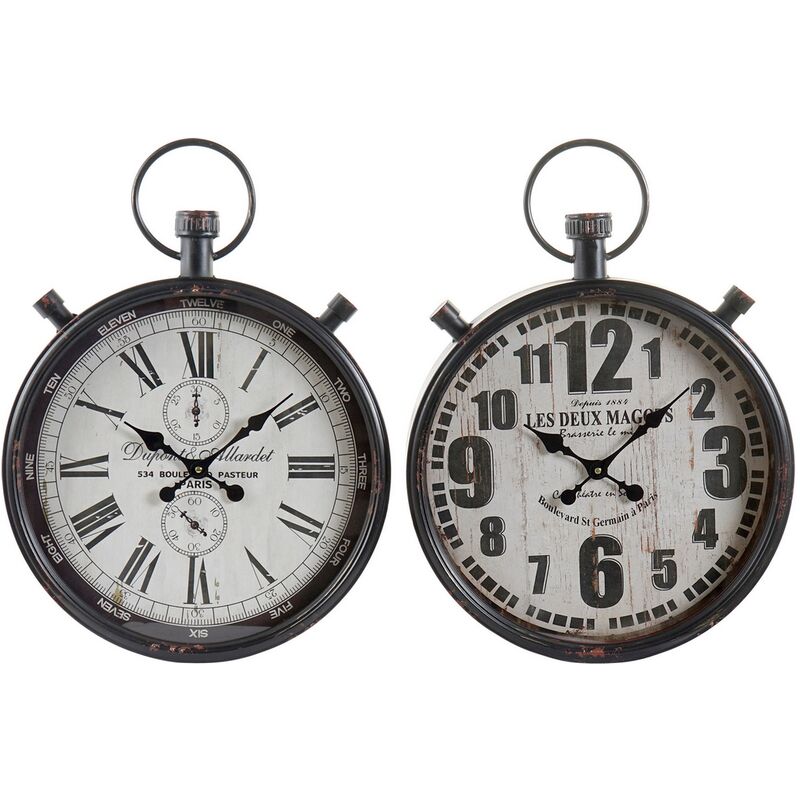 

Reloj de Pared DKD Home Decor Metal Cristal (2 pcs)