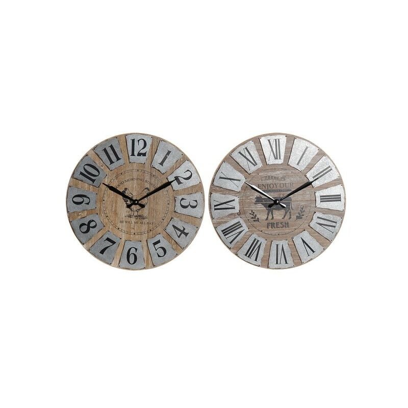 

Reloj de Pared DKD Home Decor Metal Madera MDF (2 pcs) (60 x 7 x 60 cm)