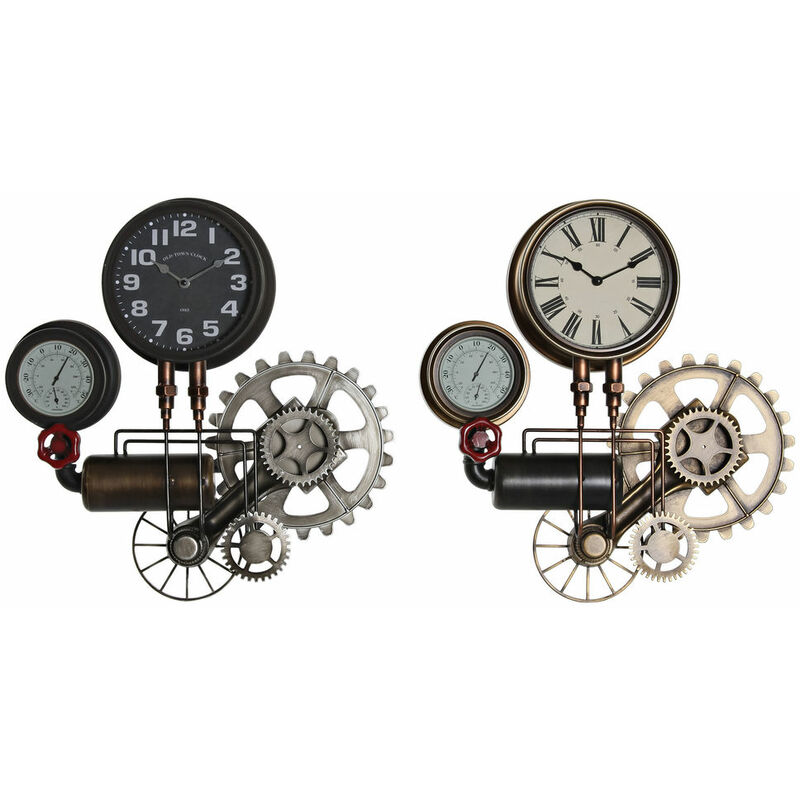 

Reloj de Pared DKD Home Decor Negro Rojo Hierro Dorado (2 pcs) (54 x 9 x 56 cm)