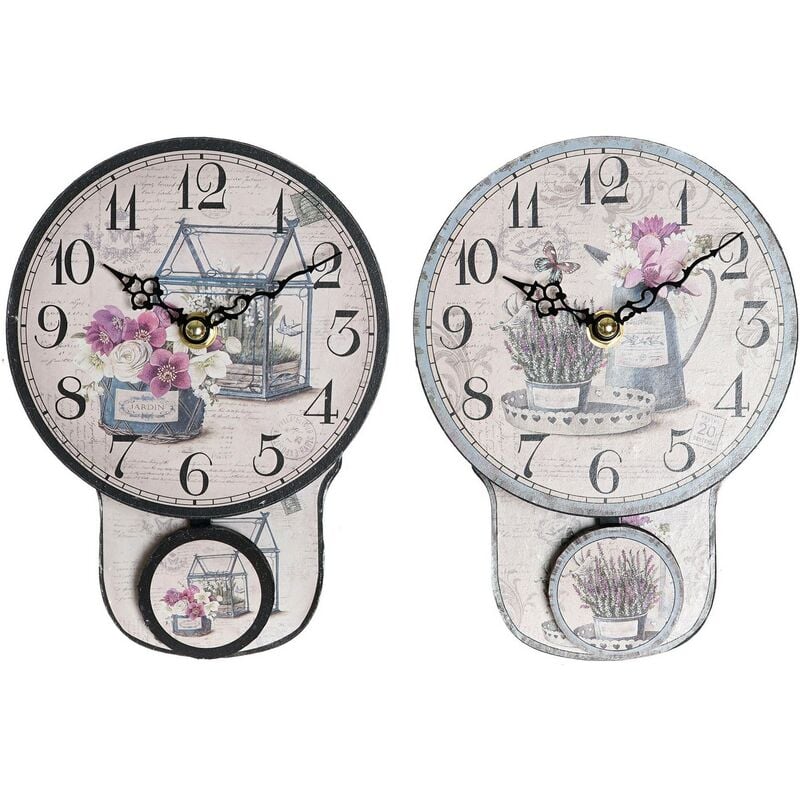

Reloj de Pared DKD Home Decor Péndulo Hierro Madera MDF (2 pcs) (14 x 5 x 19 cm)